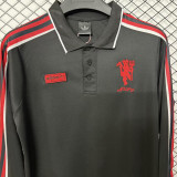 2027 M Utd Black Retro Style Fans Long Sleeve Jersey