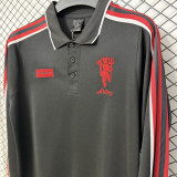 2027 M Utd Black Retro Style Fans Long Sleeve Jersey