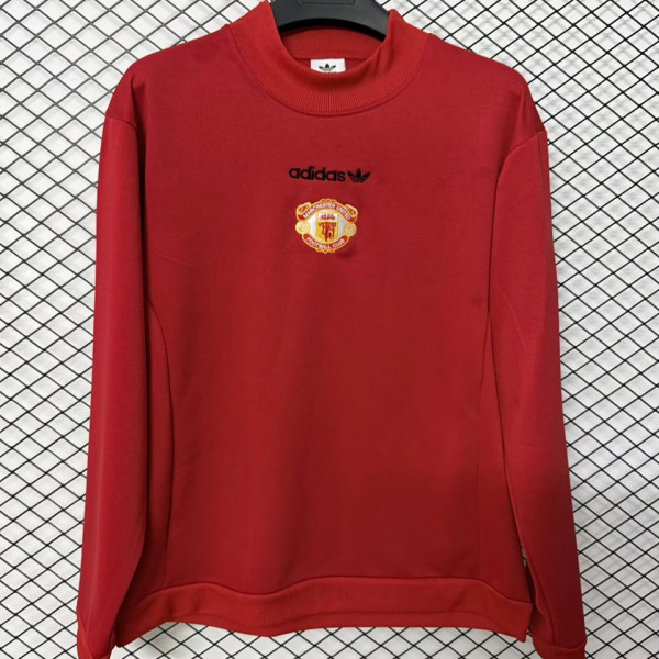 2027 M Utd Red Retro Style Long Sleeve Sweater Jersey