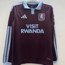 2026-27 Aston Villa Home Fans Long Sleeve Soccer Jersey 带胸前广告