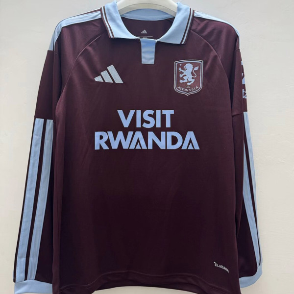 2026-27 Aston Villa Home Fans Long Sleeve Soccer Jersey 带胸前广告