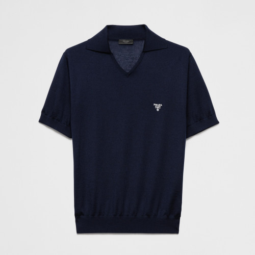 NIGO Prada Men's Summer Solid Color Logo Embroidery Knitted Cashmere Short Sleeve Polo Shirt T-Shirt #nigo74954