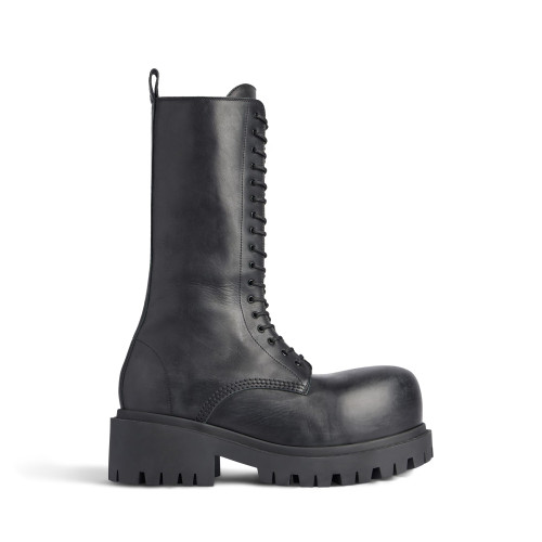 NIGO Balenciaga Men's Stomper Boot In Black Autumn And Winter Heightened Thick Sole High Calf High Street Trend Hip Hop Lacing Big Head Boots Ngvp #nigo9859