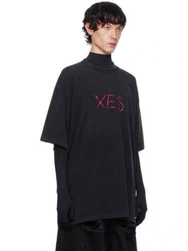 NIGO Vetements Men's Summer Letter Printed Cotton Round Neck Straight Short Sleeve Black T-Shirt #nigo71615