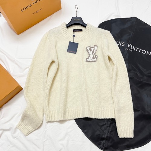 NIGO Louis Vuitton Women's Spring and Autumn Solid Color Letter Applique Crew Neck Knitted Sweater #nigo74948