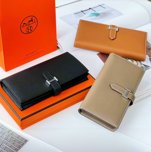 NIGO Hermes Bearn Women's Solid Color Silver Buckle Calfskin Wallet Card Case Bag Bags #nigo73145