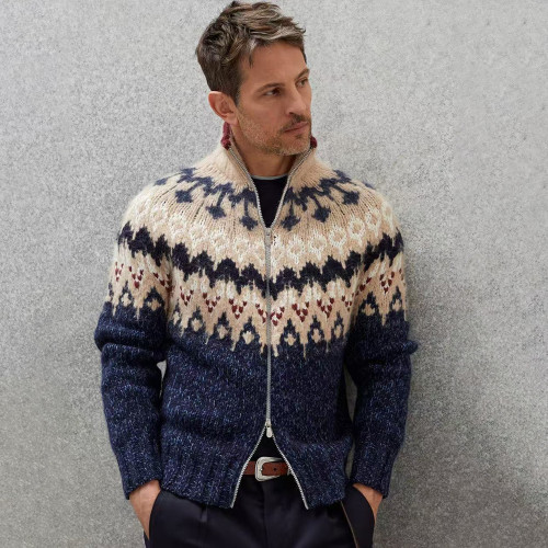 NIGO Brunello Cucinelli Men's Autumn And Winter Jacquard Wool Cardigan Casual Zipper Solid Color Long Sleeve Jacket Ngvp #nigo9843