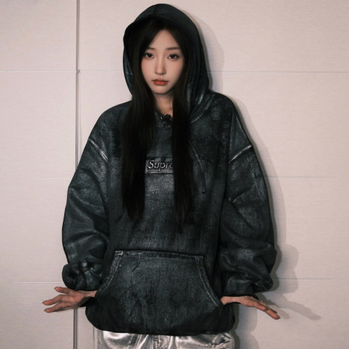 NIGO SUPREME/MM6 MAISON MARGIELA Men's and Women's Spring and Autumn Tie-Dye Washed Logo Solid Color Pocket Hooded Sweatshirt Pullover #nigo73148