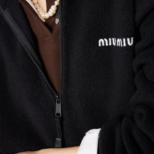 NIGO MiuMiu Women's Autumn and Winter Solid Color Logo Letter Fleece Zipper High Neck Long Sleeve Sweatshirt #nigo74946