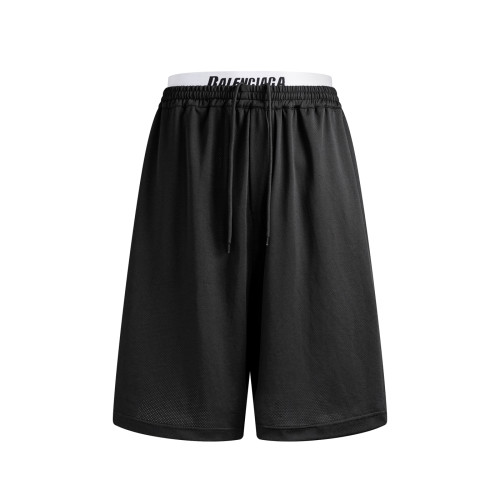 NIGO Balenciaga Men's Summer Solid Color Letter Print Double Waist Fake Two Piece Drawstring Tie Shorts #nigo76571