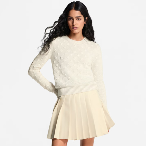 NIGO Louis Vuitton Women's 3D Monogram Knit Pullover Spring/Fall/Winter Solid Color Crew Neck Cashmere Long Sleeve Sweater #nigo81749