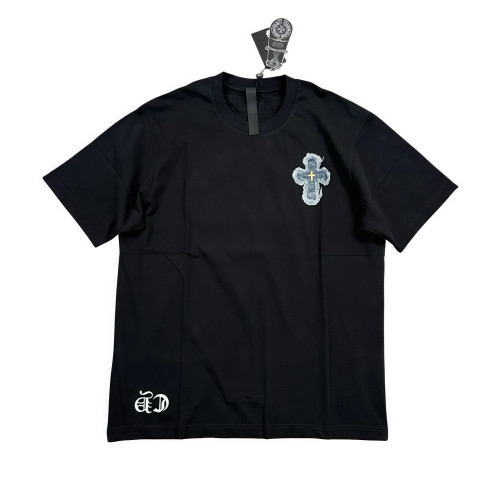 NIGO Chrome Hearts Men's And Women's Summer Solid Color Embroidered Denim Printed Cotton Crew Neck Short Sleeve T-shirt #nigo77395