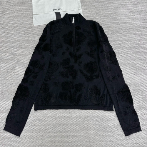 NIGO Chanel Women's Spring/Fall Floral Embroidered High-Neck Base Layer Solid-Color Silk-Cashmere Blend Long-Sleeve Sweater Ngvp #nigo2561