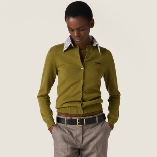 NIGO MiuMiu Women's Fall/Winter Fashion Classic Solid Color Lapel Single Breasted Solid Color Knit Long Sleeve Cardigan #nigo79241