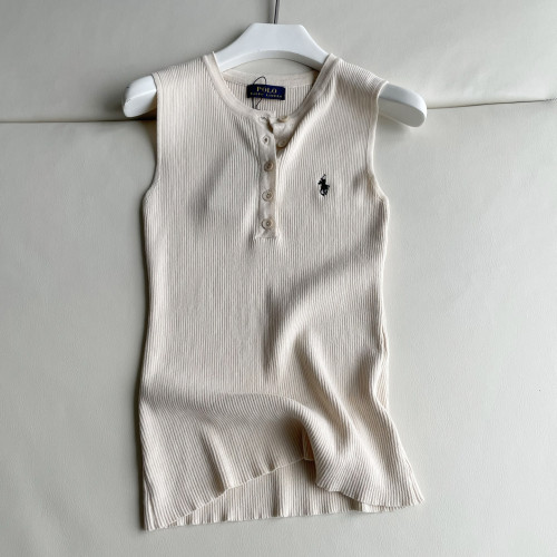 NIGO Ralph Lauren Women's Summer Solid Colour Embroidered Logo Knitted Polo Neck Tank Top #nigo76728