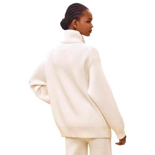 NIGO Hermes Women's Fall/Winter Fashion Casual High Neck Zipper Solid Color H Pocket Wool Sweater Coat Jacket #nigo79264