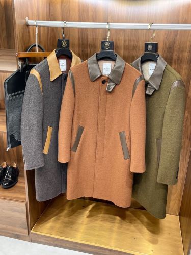 NIGO Berluti Men's Fall/Winter Vintage Two-Tone Reversible Wool Blend with Sheepskin Panels Mid-Length Solid Color Long-Sleeve Coat Jacket Ngvp #nigo2579