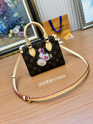 NIGO Louis Vuitton Lv X Tm Onthego Bb Women's Brown Old Flower Full Printing Removable Adjustable Shoulder Strap Coated Canvas Splicing Cowhide Tote Bag Shopping Bags Shoulder Crossbody Handbags #nigo75413