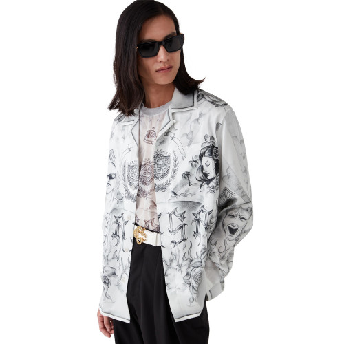 NIGO Casablanca Women's Summer Black and White Patterned Comfortable Loose Single-Breasted Long-Sleeved Shirt #nigo77399