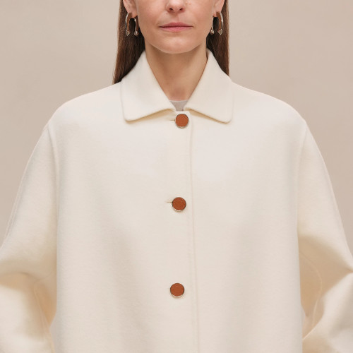 NIGO Hermes Women's Spring/Fall/Winter Reversible Solid-Color Collared Single-Breasted Tie-Front Cashmere Wrap Coat Straight-Cut Jacket #nigo81737