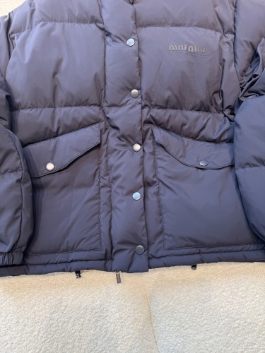 NIGO MiuMiu Women's Logo-Print Stand Collar Goose Down Jacket Autumn/Winter Solid Color Long Sleeve Jacket #nigo81741