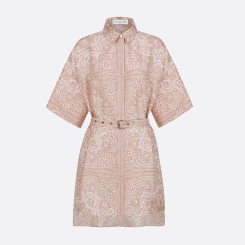 NIGO Dior Women's Floral Print Summer Belted Silk Solid Color Short Shirt Style Dresses #nigo81182