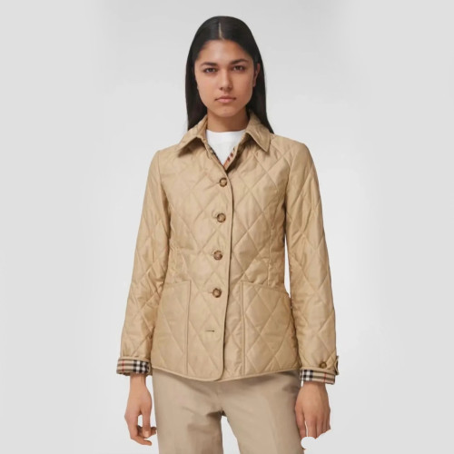 NIGO Burberry Women's Fall And Winter Diamond Quilted Temperature-controlled Slim Jacket Retro Classic Fashion Trend Single-breasted Lapel Coat #nigo81116