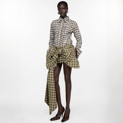 NIGO Acne Studios Women's Spring/Fall Checkered Single-Breasted Color-Blocked Casual Loose-Fit Long-Sleeve Shirt #nigo81593