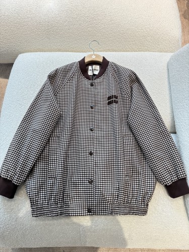 NIGO MiuMiu Women's Single-Breasted Checkered Round-Neck Solid-Color Spring/Fall Long-Sleeve Jacket #nigo81591