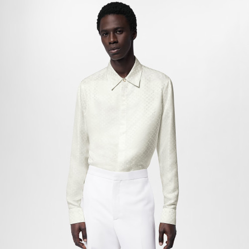 NIGO Louis Vuitton Men's Spring And Summer Solid Color Letter Print Silk Single Breasted Long Sleeved Shirt #nigo76568