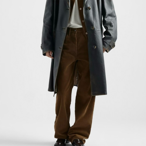 NIGO Prada Women's Four-Season Solid-Color Cotton Loose-Fit Corduroy Wide-Leg Pants Casual Solid-Color Straight-Leg Denim Pants #nigo81743