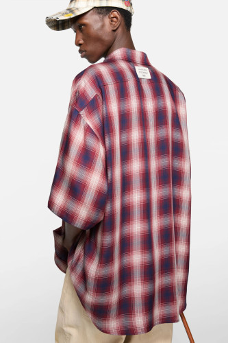 NIGO Acne Studios Men's & Women's Summer Checkered Button-Up Color-Blocked Casual Short-Sleeve Oversized Shirt #nigo81592