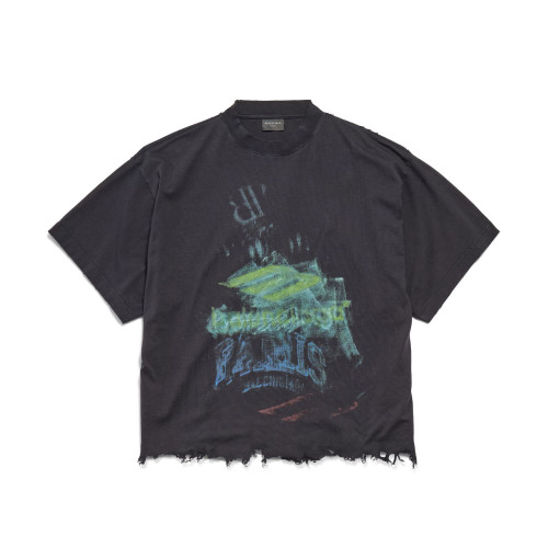 NIGO Balenciaga Women's Summer Solid Color Cotton Graffiti Printed Brushed Regular Fit Round Neck Short Sleeve T-Shirt #nigo75421