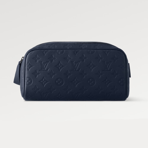 NIGO Louis Vuitton DOPP KIT Toiletry Bag Women's  Men's Fashion Trend Handbag Luxury Monogram Shadow Embossed Double Zip Wash Bags M14485 Grey M14885 Light Blue M14843 Dark Blue #nigo81236