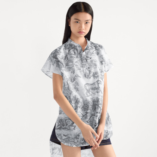 NIGO Dior Dioriviera Long Covered Sleeve Shirt Women's Summer White Cotton Fashion Button Standing Collar Long Top T-Shirt #nigo81235