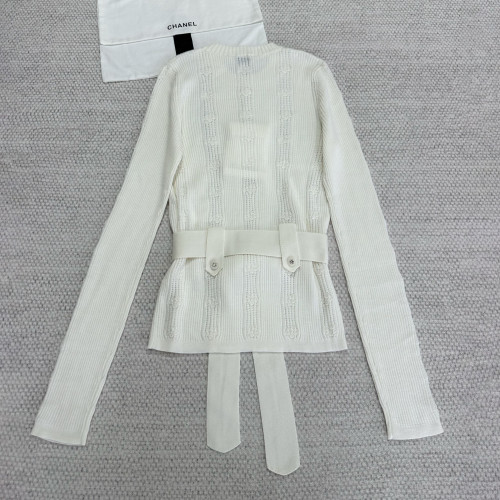 NIGO Chanel Women's Spring/Fall Casual Lightweight Solid Color Crew Neck Cashmere Tie Front Pullover Sweater #nigo79231