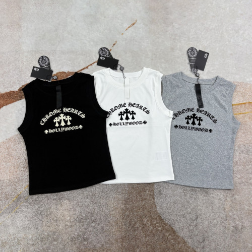 NIGO Chrome Hearts Women's Summer Solid Color Letter Print Round Neck Sleeveless Tank Top #nigo77397