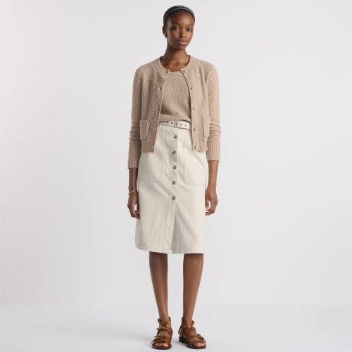 NIGO Dior Women's Spring Summer Beige Cotton Denim Interior Oblique Printed Matching Belt Monogram Leather Label Leather Buckle Pocket Decoration Single Buckle Metal Belt Denim Half Skirt Ngvp #nigo1561