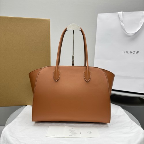 NIGO THE ROW Men's & Women's Marlo 14 Grained Leather Shopping Tote Solid Color Plain-Weave Leather Handbag Tote Bag Bags W1800L133BLANS #nigo81731
