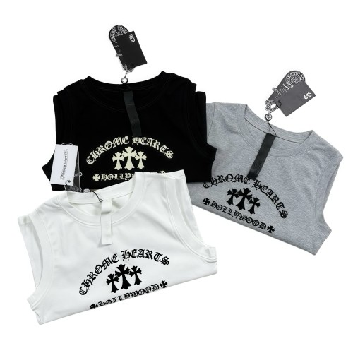 NIGO Chrome Hearts Women's Summer Solid Color Letter Print Round Neck Sleeveless Tank Top #nigo77397