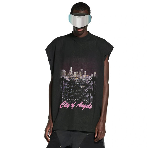 NIGO Balenciaga Men's City Printed Sleeveless T-Shirt Spring Summer Fashion Trend High Street Round Neck Straight Top Ngvp #nigo1735