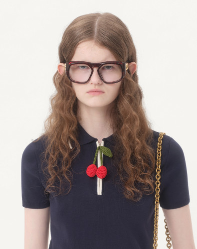 NIGO Valentino Women's Summer Cherry-Print Solid-Color Cotton Crewneck Knit Polo Short-Sleeve T-Shirt Ngvp #nigo2345