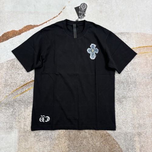 NIGO Chrome Hearts Men's And Women's Summer Solid Color Embroidered Denim Printed Cotton Crew Neck Short Sleeve T-shirt #nigo77395