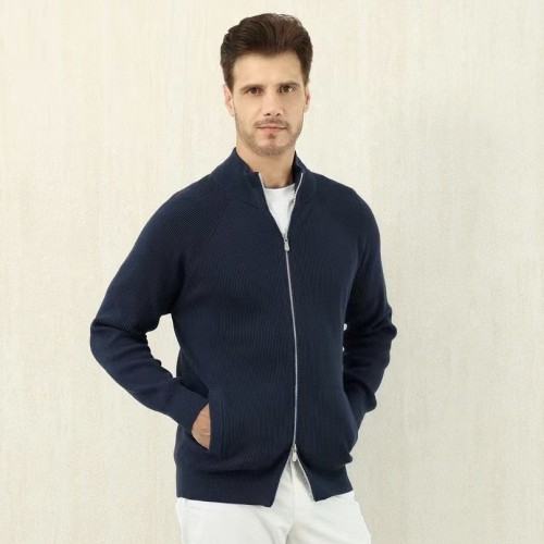 NIGO Brunello Cucinelli Men's Fall/Winter Fashion Casual Solid Color High Neck Double Zip Knit Cardigan #nigo79221