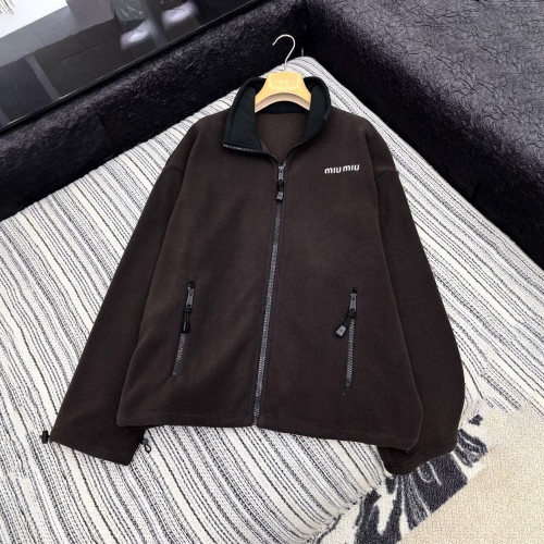 NIGO MiuMiu Women's Spring/Fall Fashion Casual Stand Collar Zipper Contrast Color Letter Embroidery Decorative Drawstring Fleece Stand Collar Jacket #nigo79273