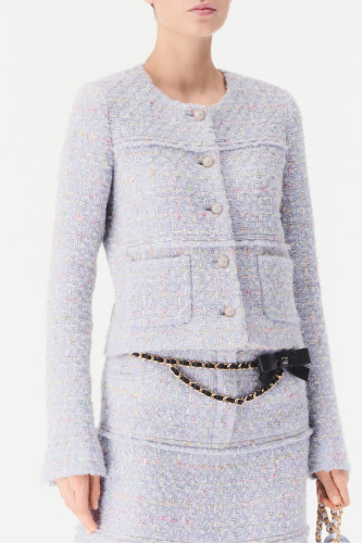 NIGO Chanel Women's Vintage-Style Wool Twill Tweed Single-Breasted Long-Sleeve Jacket Solid-Color Casual Skirt Suit Set Ngvp #nigo2553