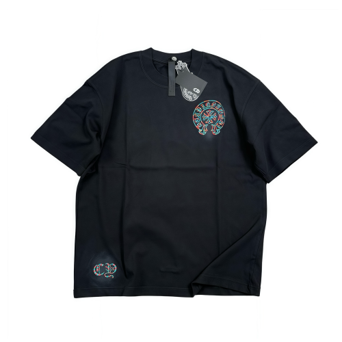 NIGO Chrome Hearts Men's And Women's Summer Colorful Embroidered Printed Round Neck Cotton Short-sleeved T-shirt #nigo77396