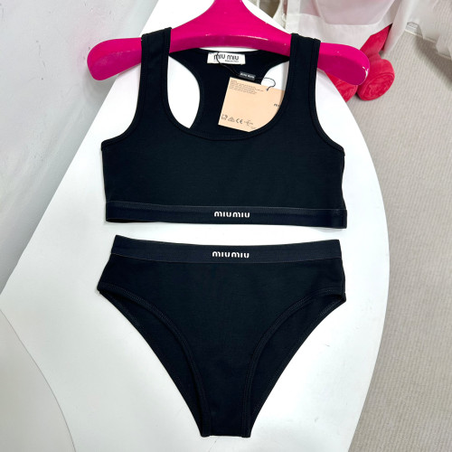 NIGO MiuMiu Women's Logo Jacquard Knit Sports Tank Top Cotton Solid Color Swimsuit Triangle Panty Set Suit #nigo81189