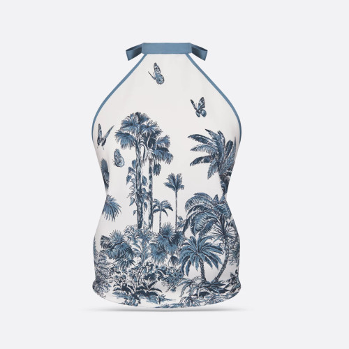 NIGO Dior Women's Dioriviera Mulberry Silk Print Summer High Street Colorblocking Hanging Neck Camisole Sleeveless Top Ngvp #nigo1823