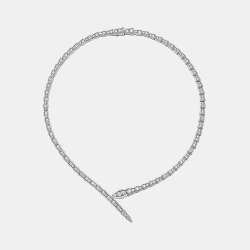 NIGO Bvlgari Serpenti Viper Women's Fashion Classic Full-Diamond Snake Necklace V-Gold Material Electroplated Platinum Necklace Jewelry Accessories #nigo79257